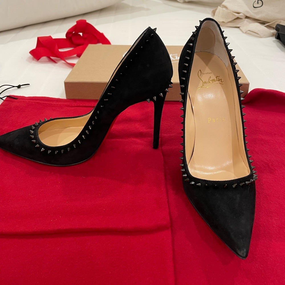 Black christian louboutins with black rhinestones
